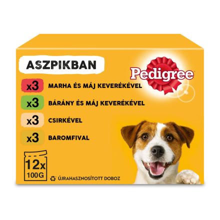 4x Pedigree Alutasak 12x100g PIROS Vegyes Válogatás Aszpikban