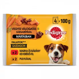   13x Pedigree 4x100g Marhával + Bárány, Pulyka + Répa Mártásban Alutasak DR36H