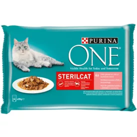  12x Purina One STERILCAT Lazaccal és Sárgarépával alutasakos macskaeledel 4x85g 733