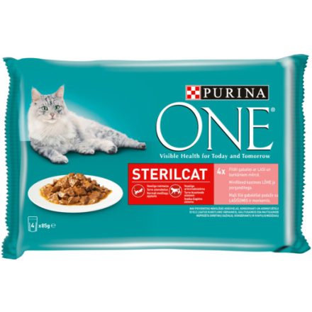 12x Purina One STERILCAT Lazaccal és Sárgarépával alutasakos macskaeledel 4x85g