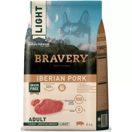 Bravery 4kg Ibériai Sertés száraz kutyatáp Light száraz kutyatáp