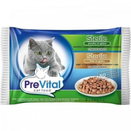 13x Prevital Steril Baromfi + Máj szószban Alutasakos macskaeledel 4x100g