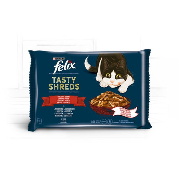 Félix 4x80g Tasty Shreds Marha + Csirke Szósz 257