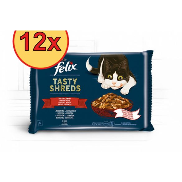 12x Félix 4x80g Tasty Shreds Marha + Csirke Szósz 257