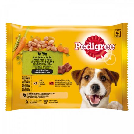 13x Pedigree 4x100g Csirke + Zöldség, Marha + Zöldség Alutasak DH06H