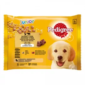   13x Pedigree 4x100g Junior Csirkével + Rizs, Marha + Rizs Alutasak DD72T