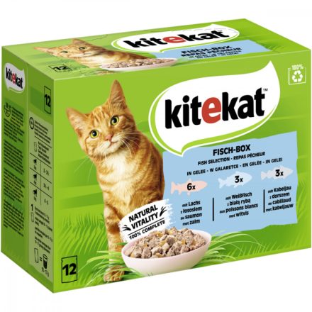 4x Kitekat Fish-Box Gelee Alutasakos Macskaeledel 12x85g