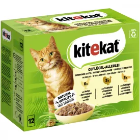   4x Kitekat Geflügel-Allerlei Gelee Alutasakos Macskaeledel 12x85g