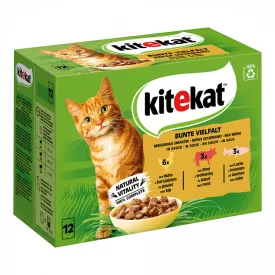   4x Kitekat Bunte Vielfalt Sauce Alutasakos Macskaeledel 12x85g