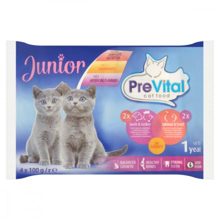 13x Prevital Junior Bárány + Lazac szószban Alutasakos macskaeledel 4x100g