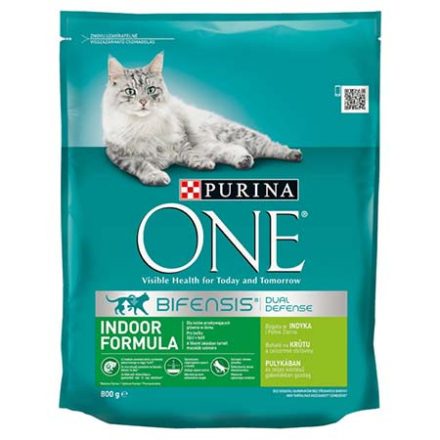 8x Purina One Indoor Pulykás Száraz macskaeledel 800g
