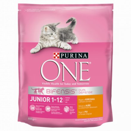 8x Purina One Junior Csirkés Száraz macskaeledel 800g