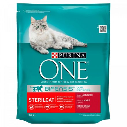 8x Purina One Steril Marhás Száraz macskaeledel 800g