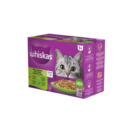 Whiskas Vegyes válogatás Aszpikban Alutasakos macskaeledel 12x85g