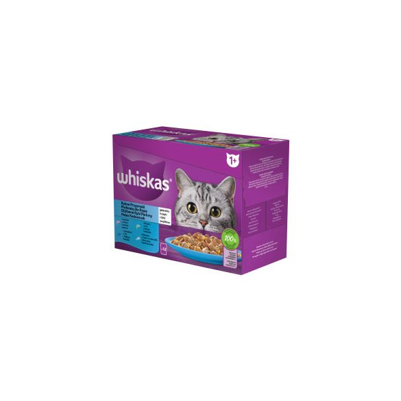 Whiskas Halas válogatás Aszpikban Alutasakos macskaeledel 12x85g