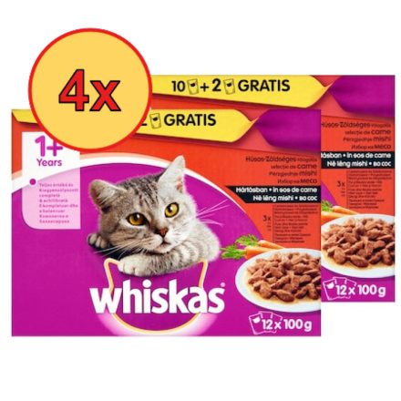 4x Whiskas Klasszikus válogatás répával Alutasakos macskaeledel 12x100g