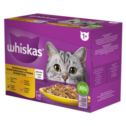 Whiskas Baromfi válogatás Aszpikban Alutasakos macskaeledel 12x85g