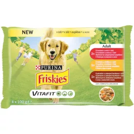  12x Friskies Dog 4x85g Adult aszpikos Alutasakos kutyaeledel 1652