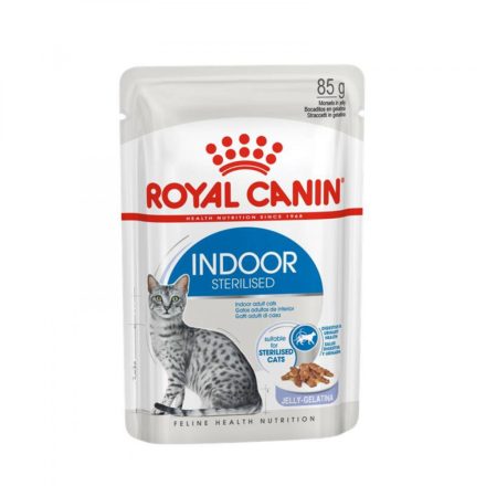 ROYAL CANIN INDOOR JELLY - zselés idősödő macska nedves táp, lakásban tartott 7 évnél idősebb macskák részére (12*85g)