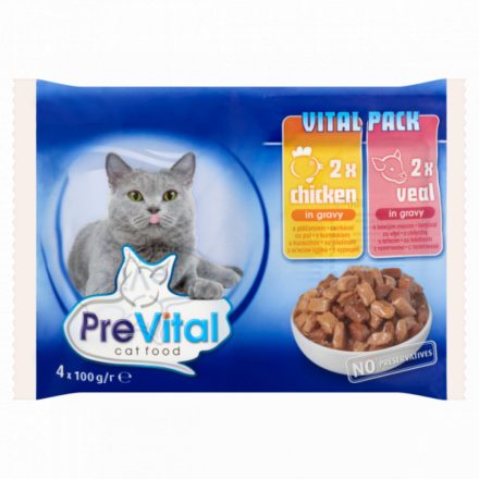 Prevital Csirke + Borjú szószban Alutasakos macskaeledel 4x100g