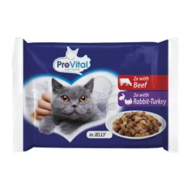   13x Prevital Marha + Nyúl + Pulyka zselében Alutasakos macskaeledel 4x100g