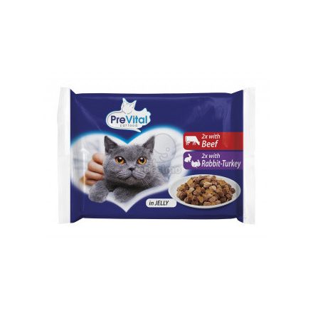 Prevital Marha + Nyúl + Pulyka zselében Alutasakos macskaeledel 4x100g