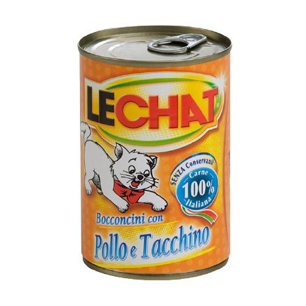 24x LeChat 400g Csirkés és Pulykahúsos konzerv felnőtt macskák részére