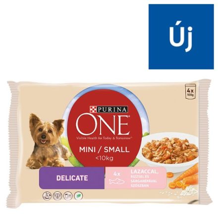12x Purina ONE MINI Sensitive/Delicate Lazaccal nedves kutyaeledel 4x85g