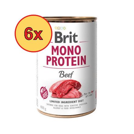 6x Brit Mono Protein Marha és Rizs 400g Kutyakonzerv 