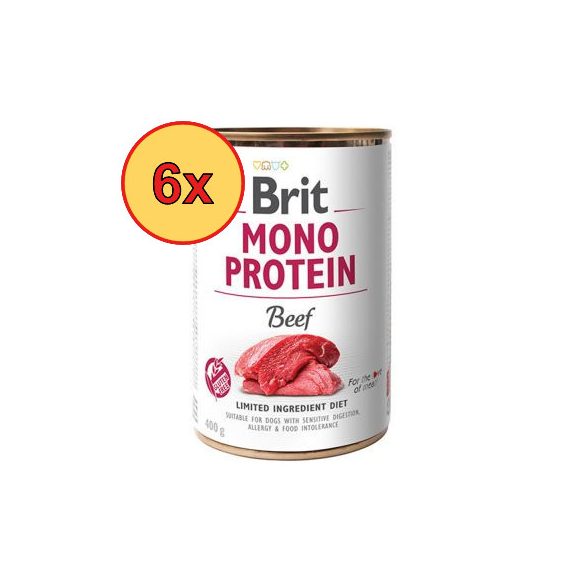 6x Brit Mono Protein Marha és Barna rizs 400g Kutyakonzerv 