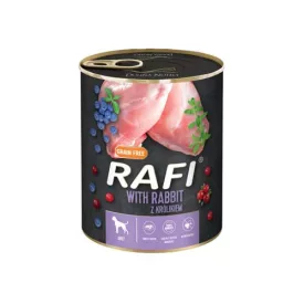   12x Rafi 800g Adult Pate Nyúl Kék és Vörösáfonyával Kutyakonzerv