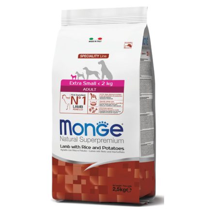 4x Monge Dog Speciality Line 2,5kg Extra Small Bárány, Rizs + Burgonya