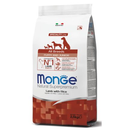 4x Monge Dog Speciality Line 2,5kg Puppy&Junior Bárány + Rizs (minden fajtának)