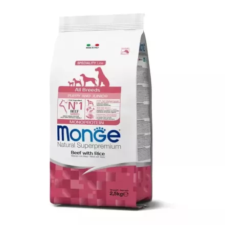4x Monge Dog Speciality Line 2,5kg Puppy&Junior Marha + Rizs Monoprotein (minden fajtának)