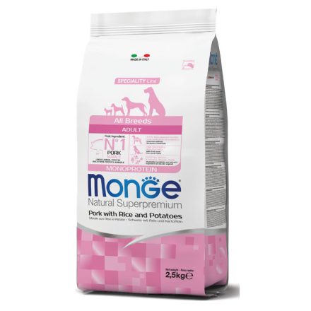 4x Monge Dog Speciality Line 2,5kg Sertés, Rizs + Burgonya Monoprotein  (minden fajtának) 