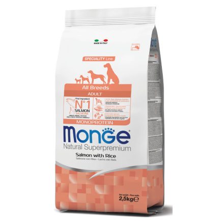 4x Monge Dog Speciality Line 2,5kg Lazac + Rizs Monoprotein (minden fajtának) 