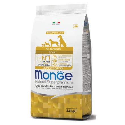 4x Monge Dog Speciality Line 2,5kg Csirke, Rizs + Burgonya Monoprotein (minden fajtának) 