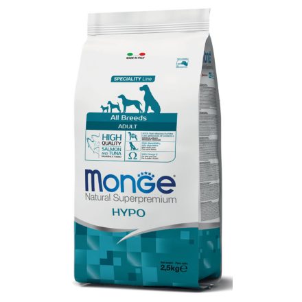4x Monge Dog Speciality Line 2,5kg Hipoallergén Lazac + Tonhal (minden fajtának)