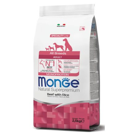 4x Monge Dog Speciality Line 2,5kg Marha + Rizs Monoprotein (minden fajtának) 