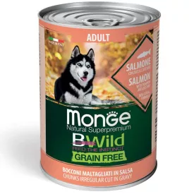   24x Monge Dog Bwild Gabonamentes 400g Konzerv Lazac + Sütőtök + Cukkini