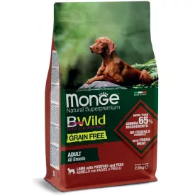   4x Monge BWild Gabonamentes 2,5kg száraz Bárány + Burgonya + Borsó (minden fajtának)