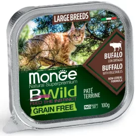   32x Monge Cat Bwild Gabonamentes Paté Terrine  100g Alutálca Large Bölény + Zöldség (nagytestű)