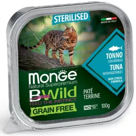   32x Monge Cat Bwild Gabonamentes Paté Terrine 100g Alutálca Tonhal + Zöldség