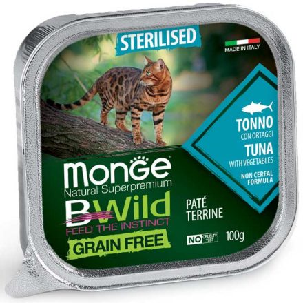 32x Monge Cat Bwild Gabonamentes Paté Terrine 100g Alutálca Tonhal + Zöldség