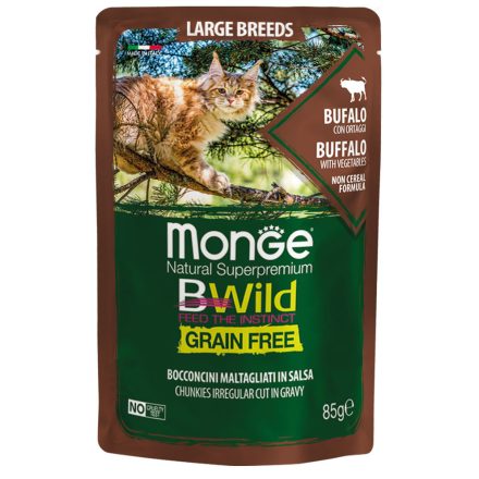 Monge Cat Bwild Gabonamentes 85g Alutasak Bölény + Zöldség