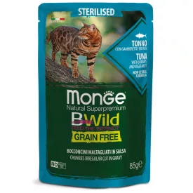   28x Monge Cat Bwild Gabonamentes 85g Alutasak STERIL Tonhal, Rák + Zöldség