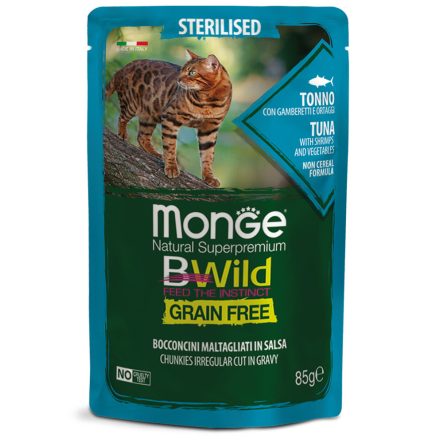 Monge Cat Bwild Gabonamentes 85g Alutasak Tonhal, Rák + Zöldség