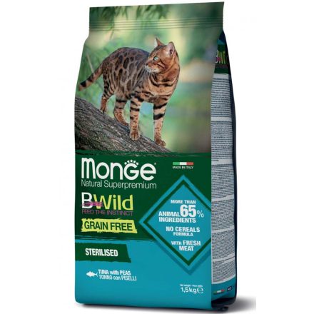 Monge Cat Bwild Gabonamentes 1,5kg száraz Steril Tonhal + Borsó