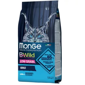   6x Monge Cat Bwild Alacsony Gabonatartalmú 1,5kg száraz Szardella