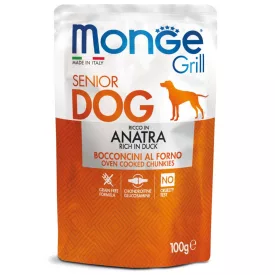 24x Monge Dog Grill 100g Alutasak Senior Kacsa